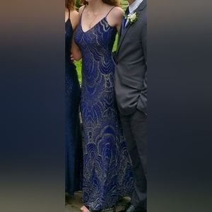 Blue and Gold Prom Dress